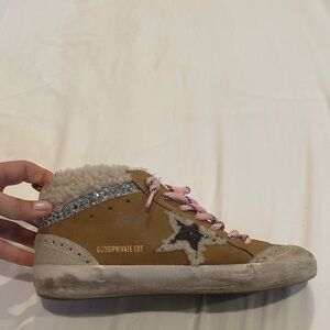 Women’s Golden Goose tan and Pink Star Sneakers